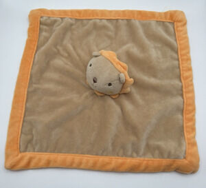 Tiddliwinks Lion Baby Security Blanket Lovey Plush Orange Trim Blankie